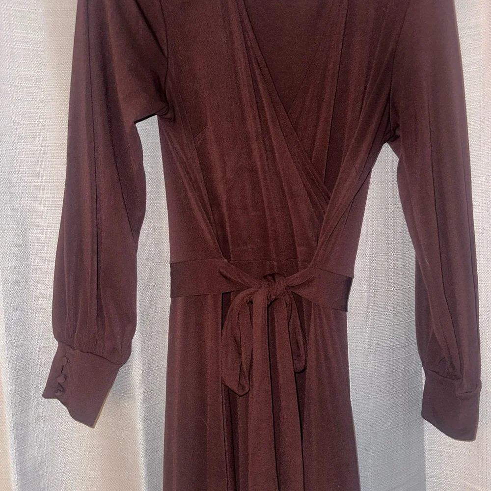 Brown Wrap Dress - Picture 2 of 3